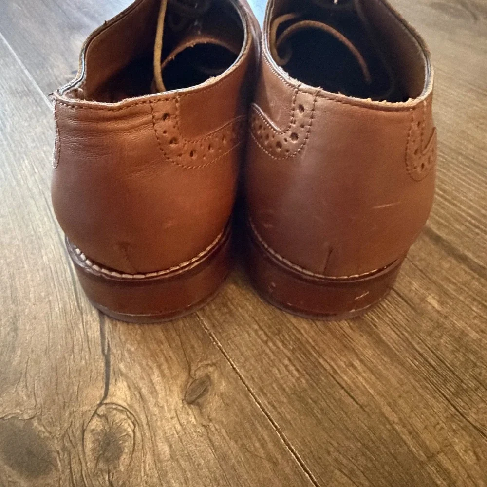 Johnston & Murphy Oxford Tan Leather Brogue Cap Toe Dress Shoes 13 M 20-8582